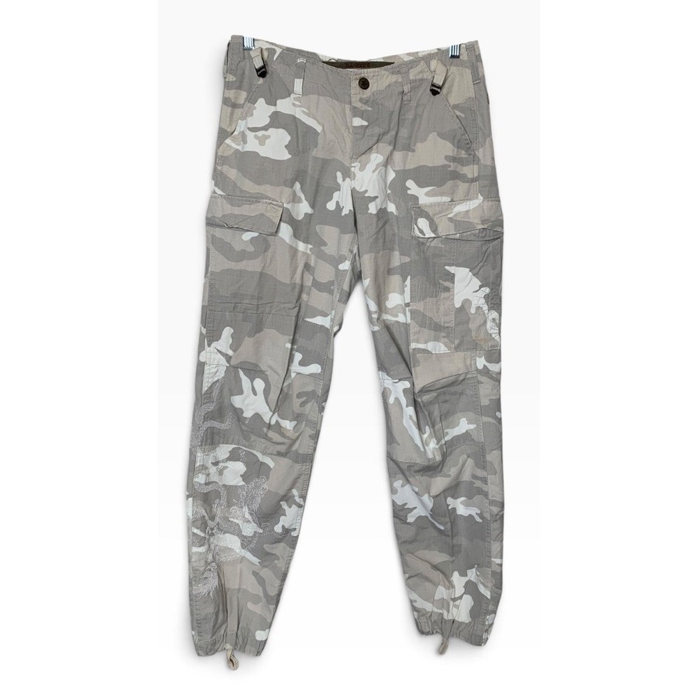 Da Nang Snow Camo Embroidered Cargo Pants Size 30 Surplus Military Grunge